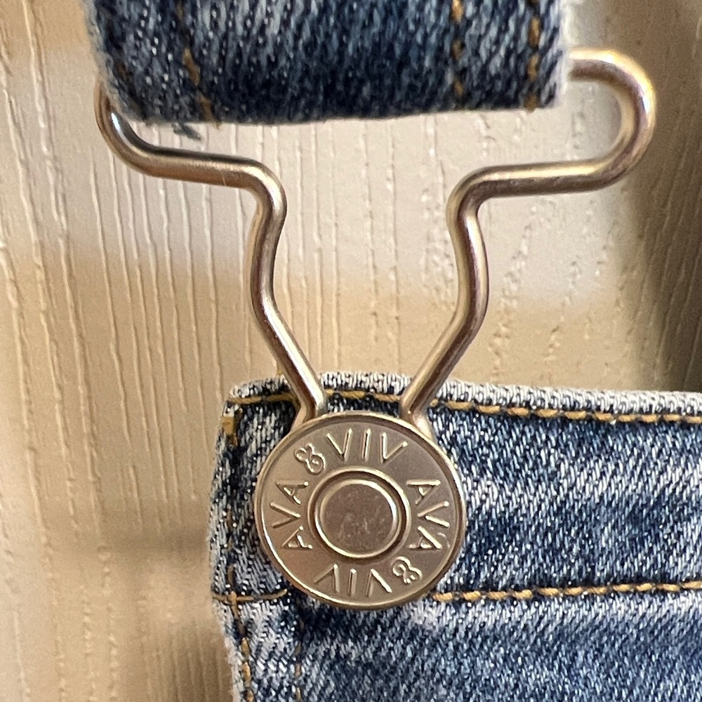 Ava & Viv Medium Blue Denim Short Overalls - Picture 4 of 10